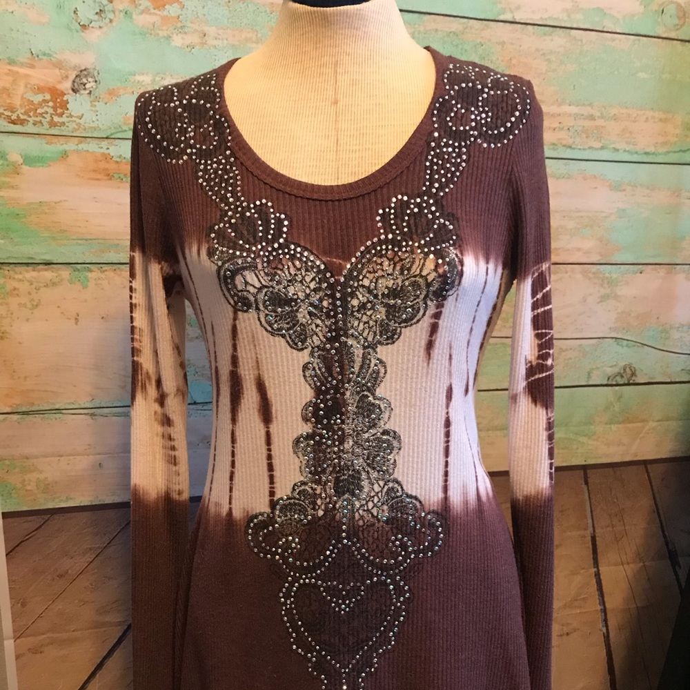 Embellished maroon/cream tunic
